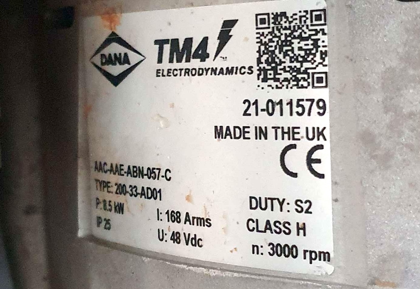 IPM 200 motor label on Osa Flex